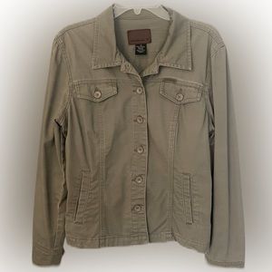 Khaki green 1990s jacket.Wear with a skirt, dress, jeans. True multitasker!